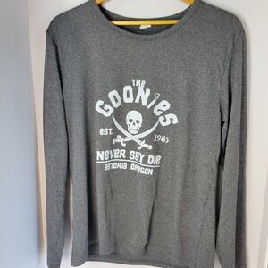 The Goonies Never Say Die Astoria Oregon Gray Long Sleeve Graphic Tee Large